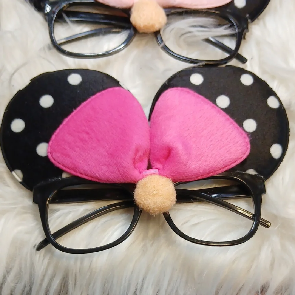 Polka Dot Kids glasses with Red And Pink Bows Set 10